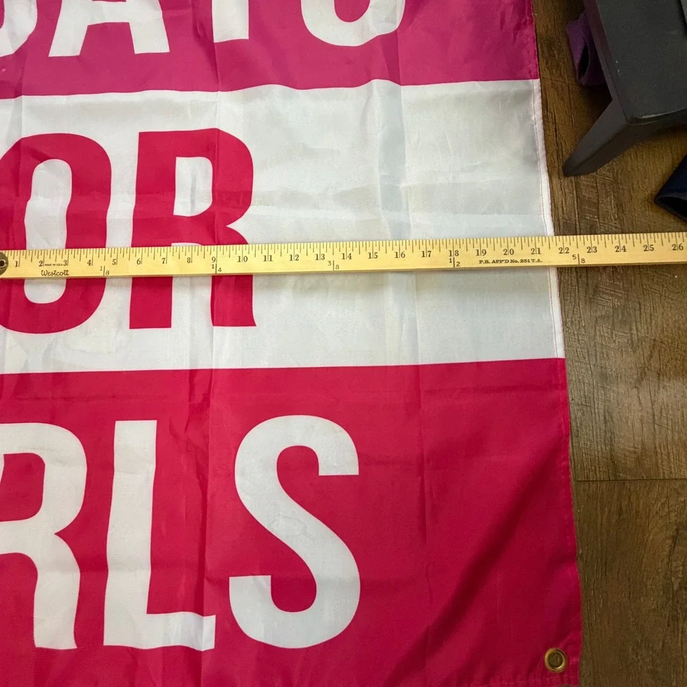 Title: Saturdays Are For The Girls Pink White Banner Flag Grommets 3x5